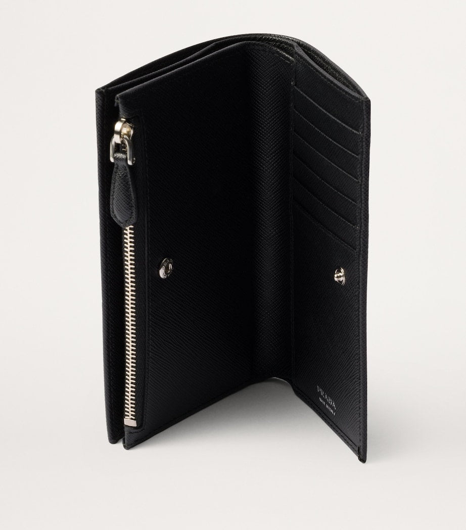 Prada Black Large Saffiano Leather Wallet