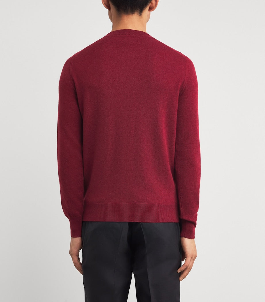 Isaia Red Cashmere Crew-Neck Sweater