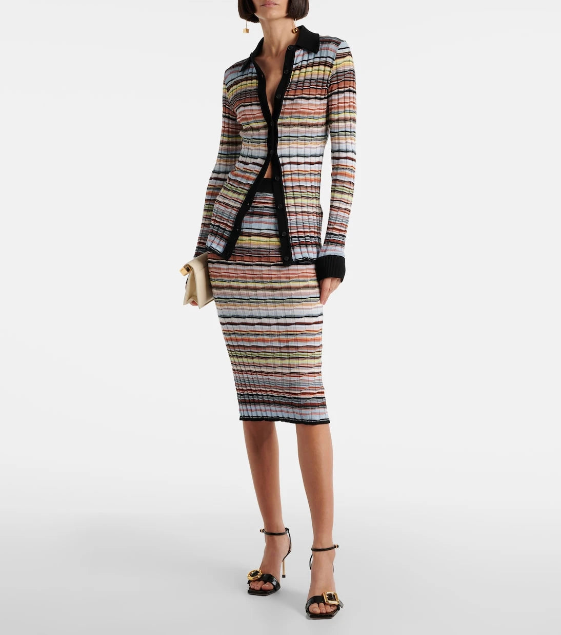 Missoni - Striped cotton-blend midi skirt