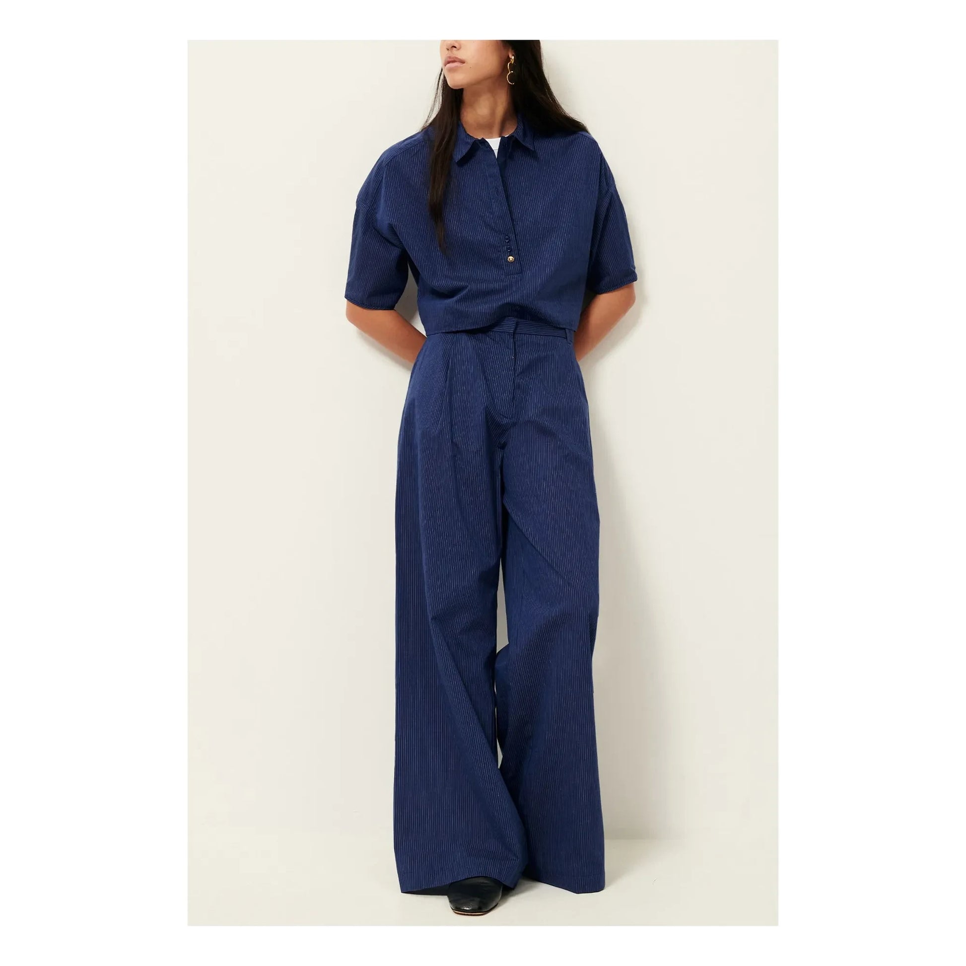 Sessùn - Provencia Cotton Stripe Pants | Navy blue