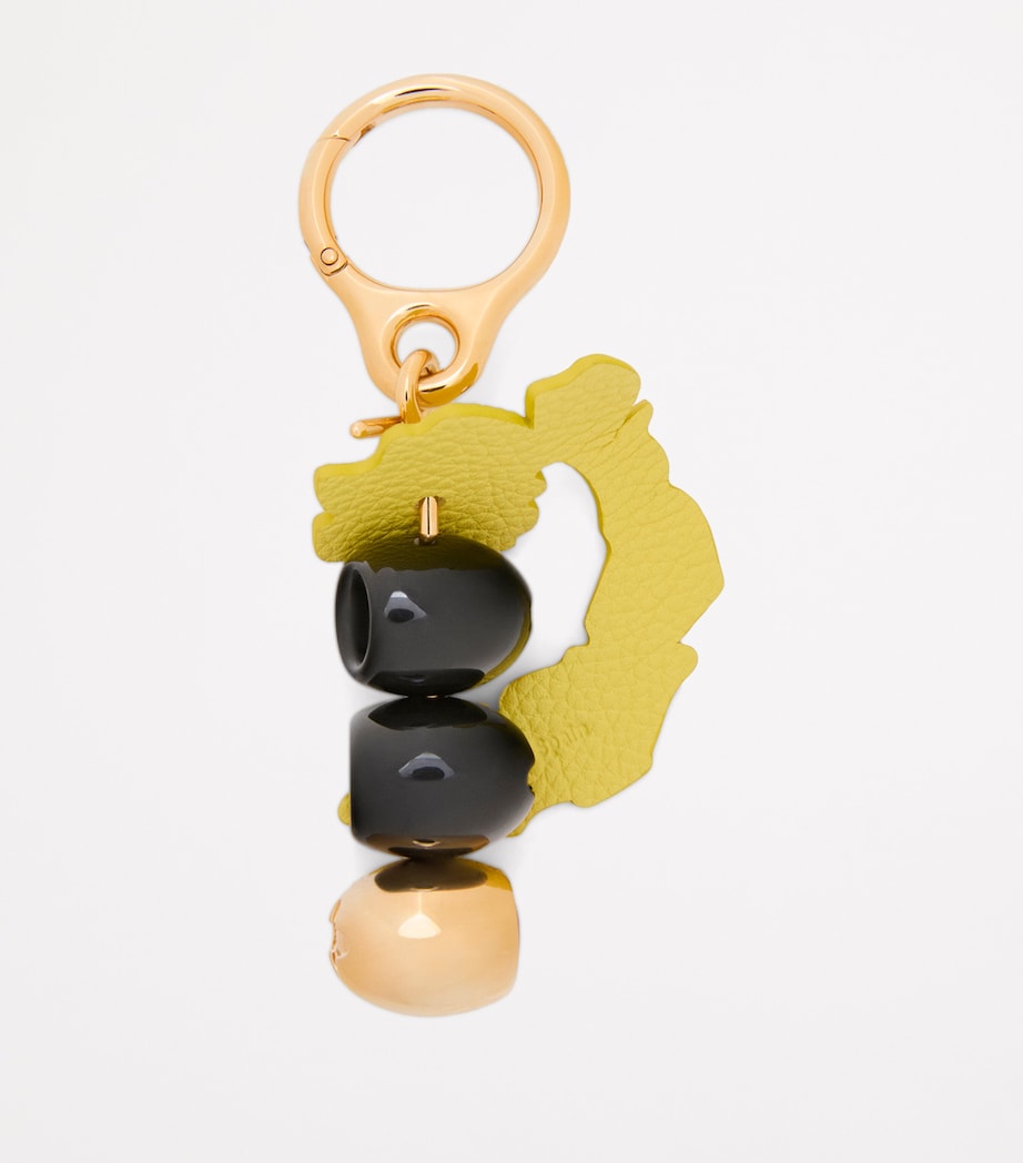 LOEWE Black Leather Olive Bag Charm