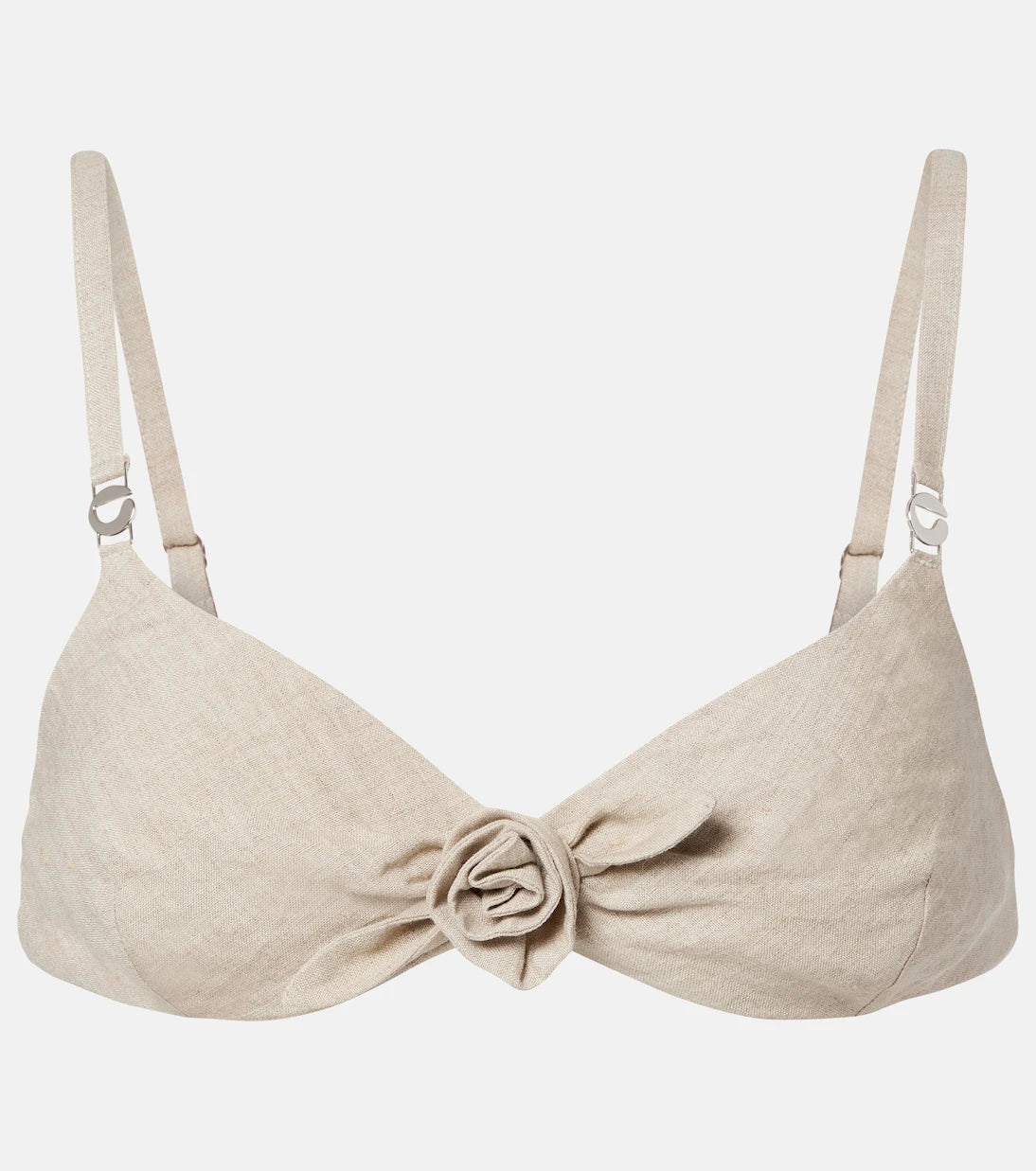 Coperni - Floral-appliqué linen bra top