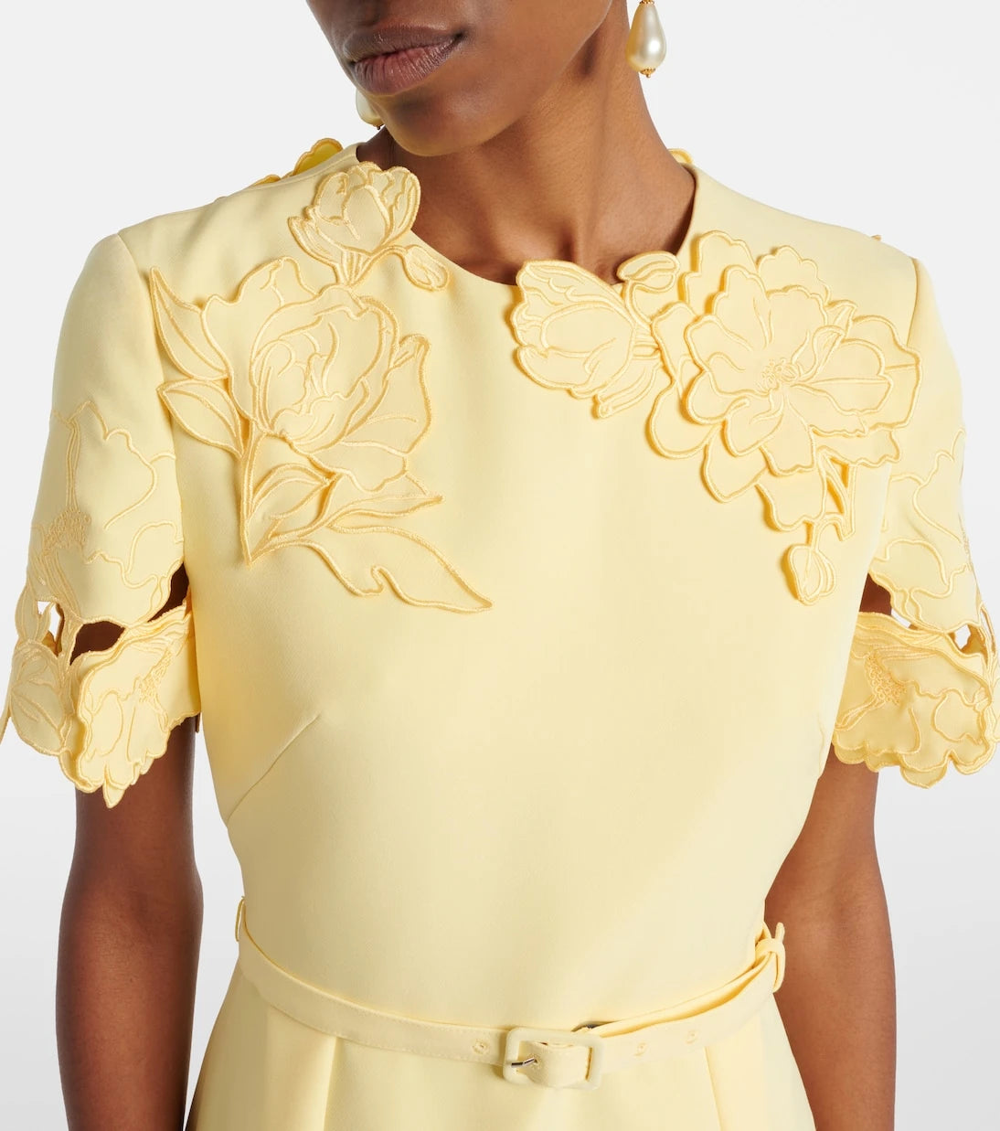 Leo Lin - Aurelie belted floral-appliqué minidress