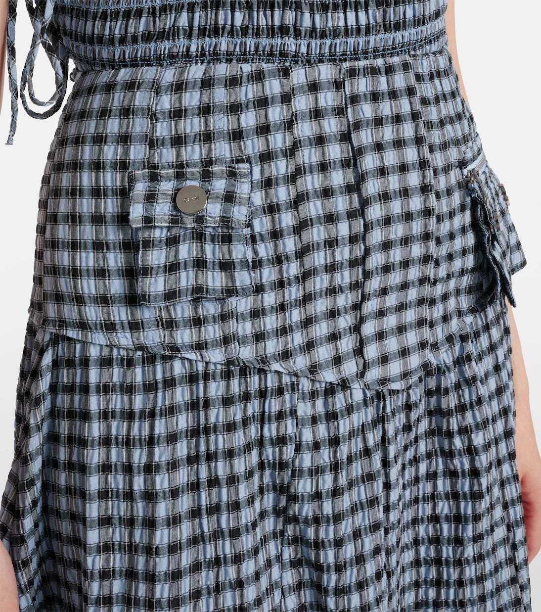 Ganni - Gingham high-rise cotton-blend maxi skirt