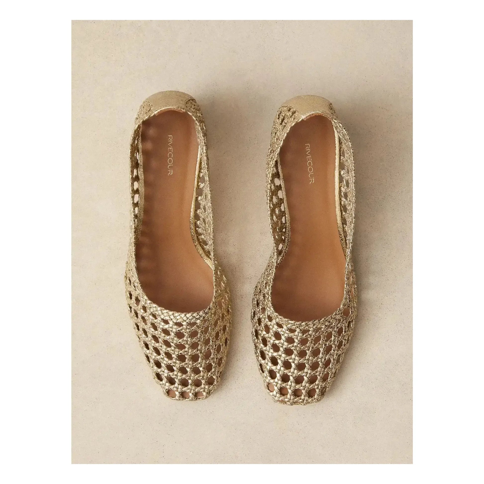 Rivecour - Court shoes n°528 Craquelé Leather | Gold