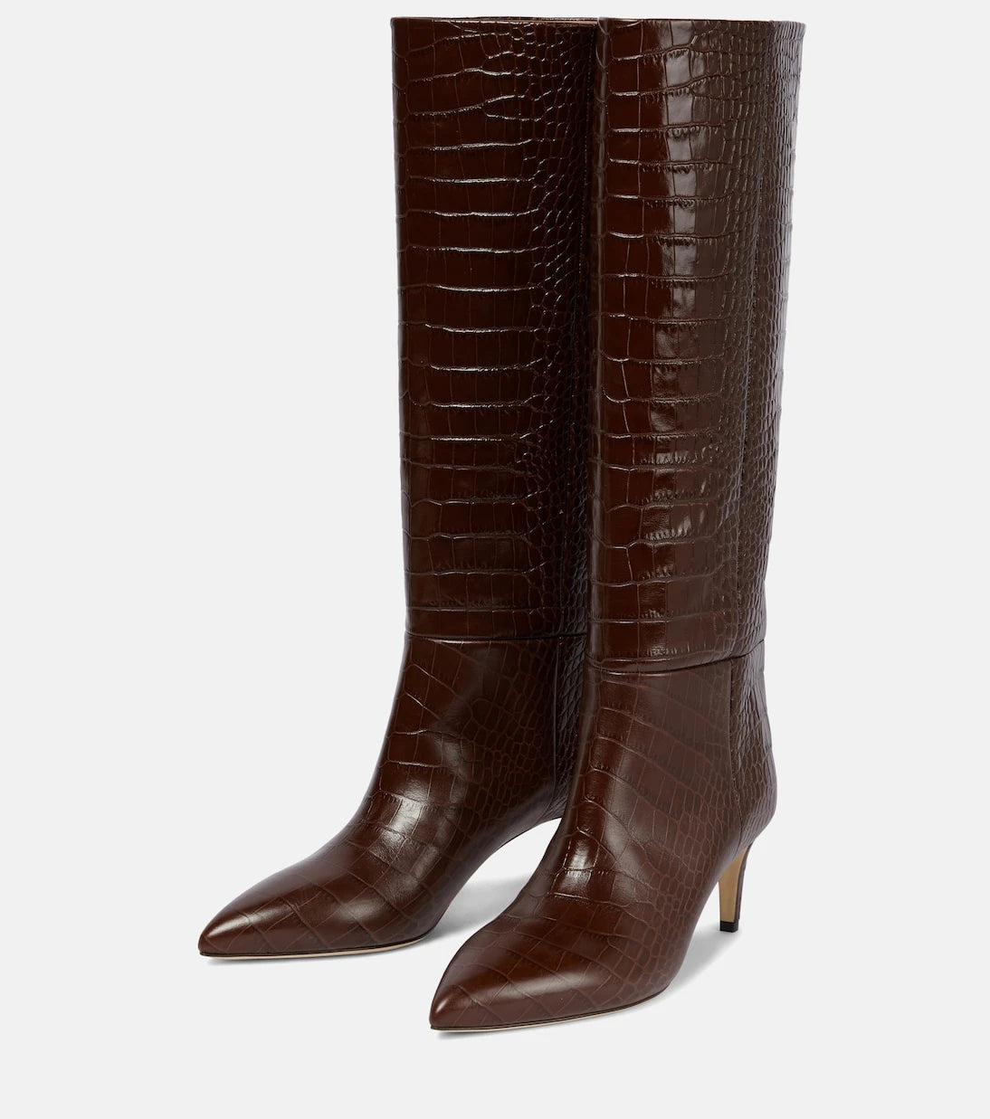 Paris Texas - Croc-effect leather knee-high boots