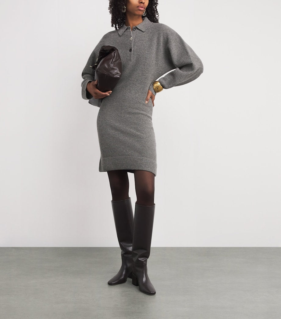 Grey Wool Desert Polo Mini Dress
