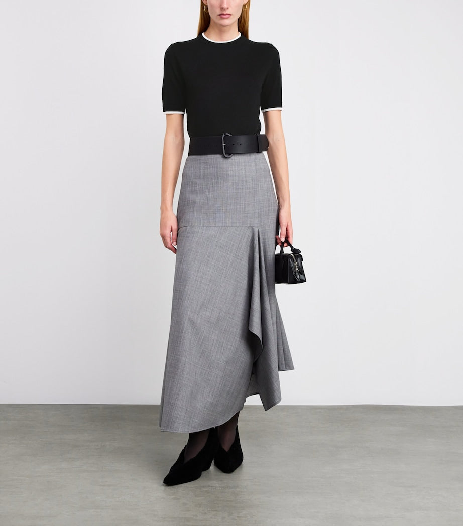 Max Mara Black Virgin Wool Contrast-Trim Sweater