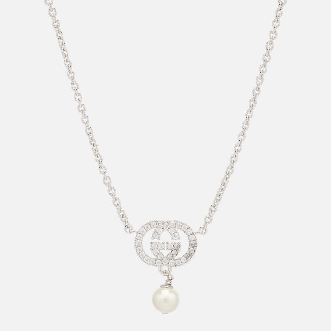 Gucci - Interlocking G embellished pendant necklace