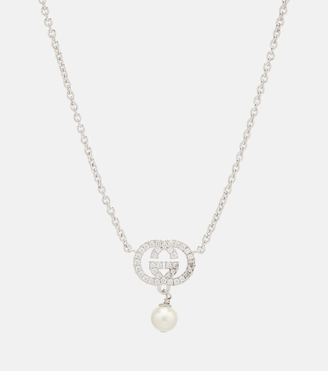 Gucci - Interlocking G embellished pendant necklace