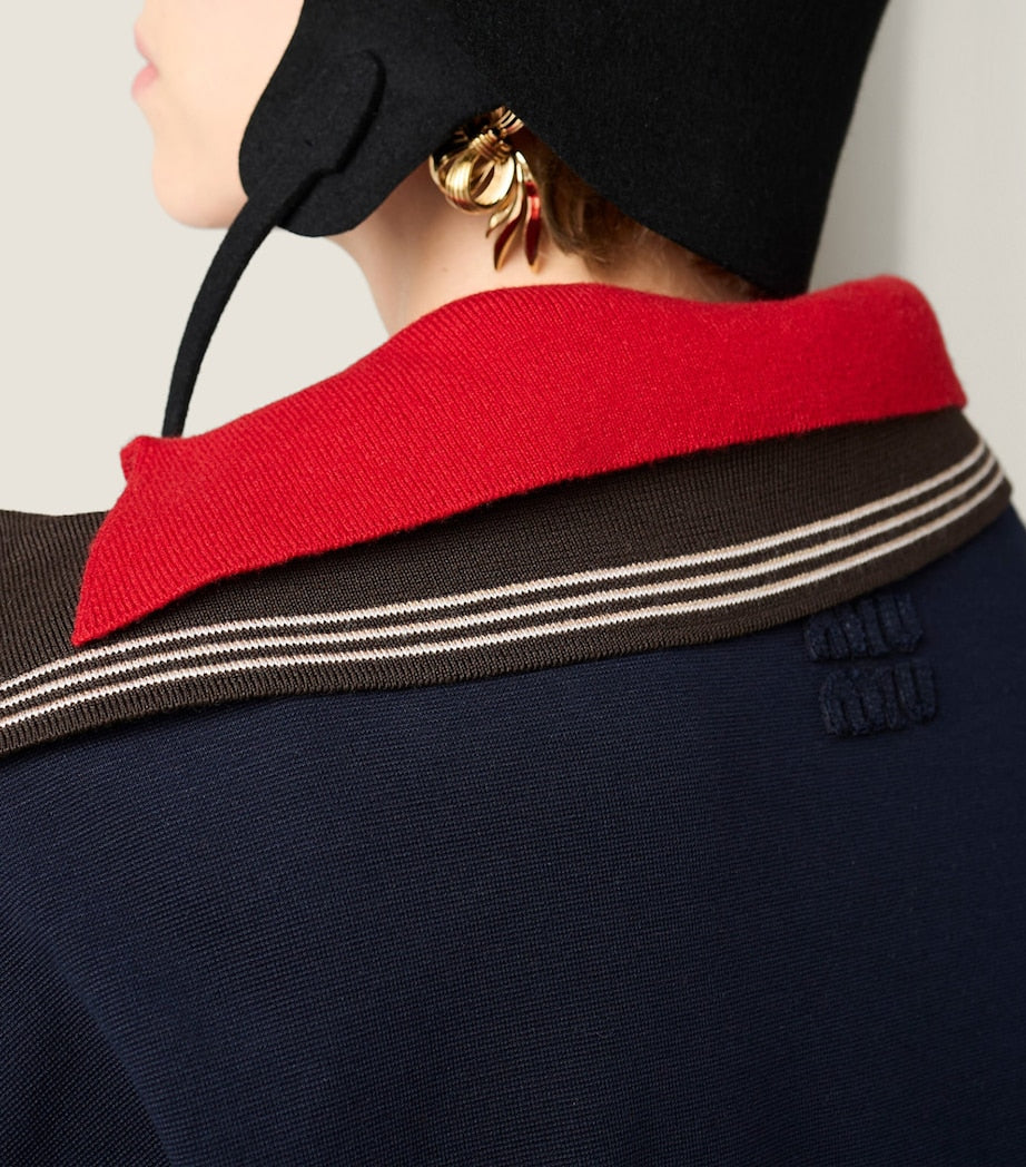 Miu Miu Brown Asymmetric-Zip Polo Sweatshirt