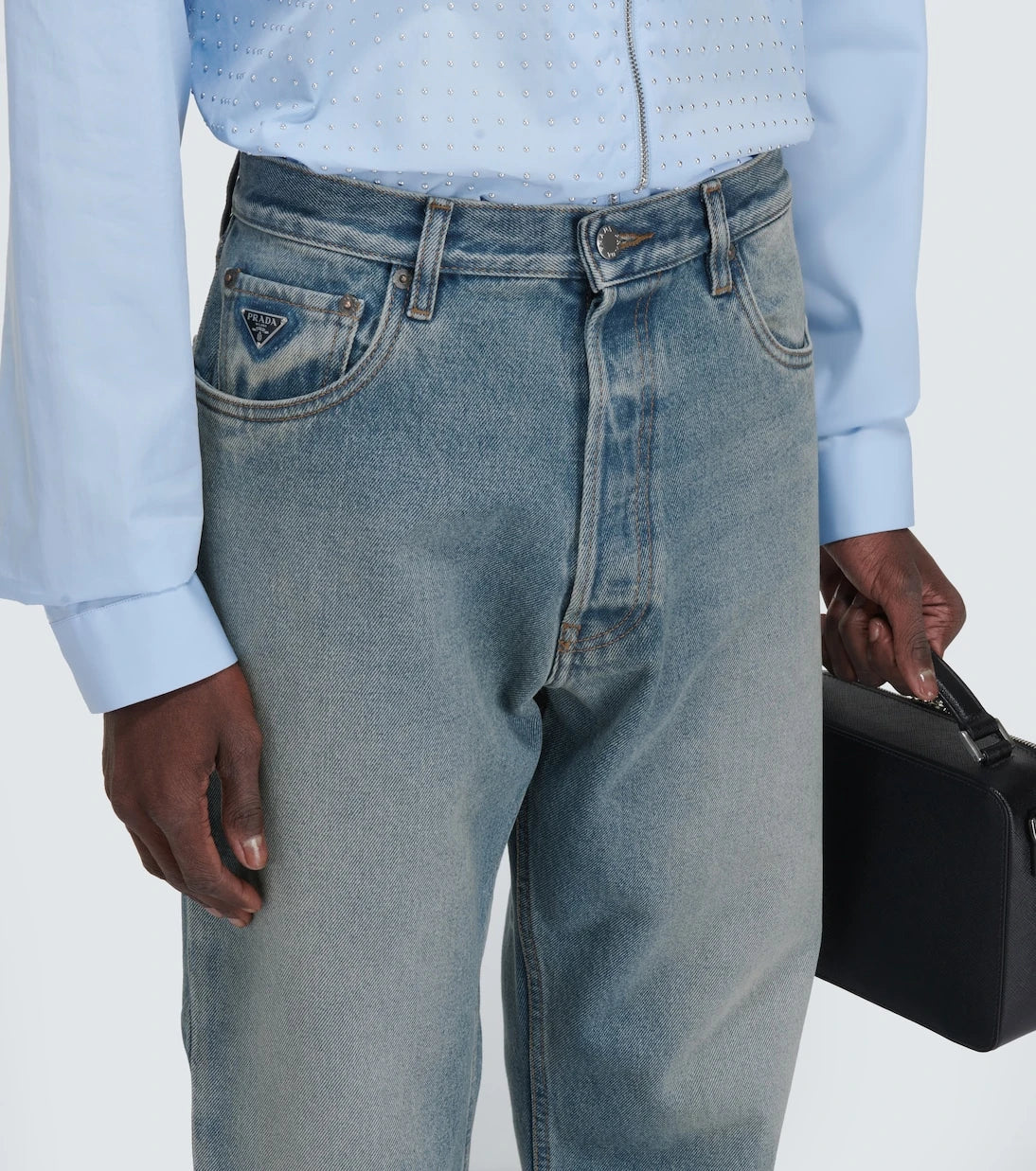 Prada - Distressed mid-rise tapered jeans
