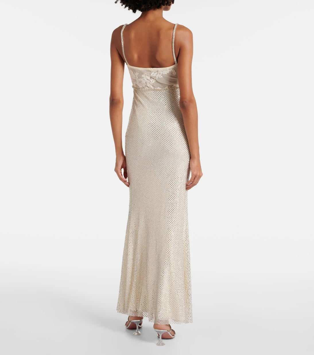 Self-Portrait - Bridal embellished mesh-trimmed gown