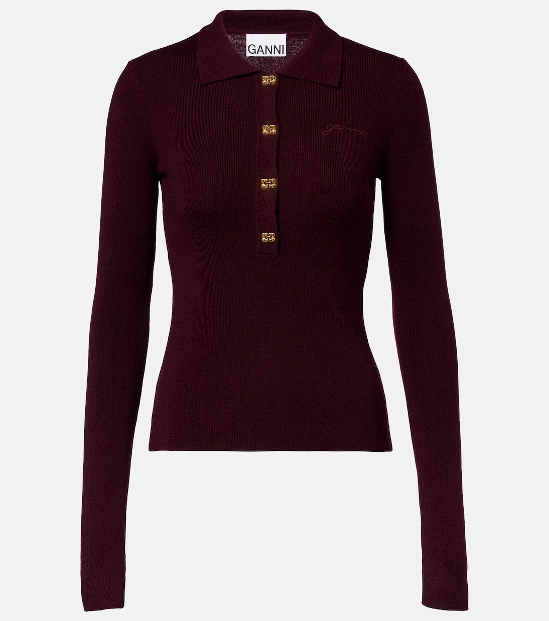 Ganni - Wool polo sweater