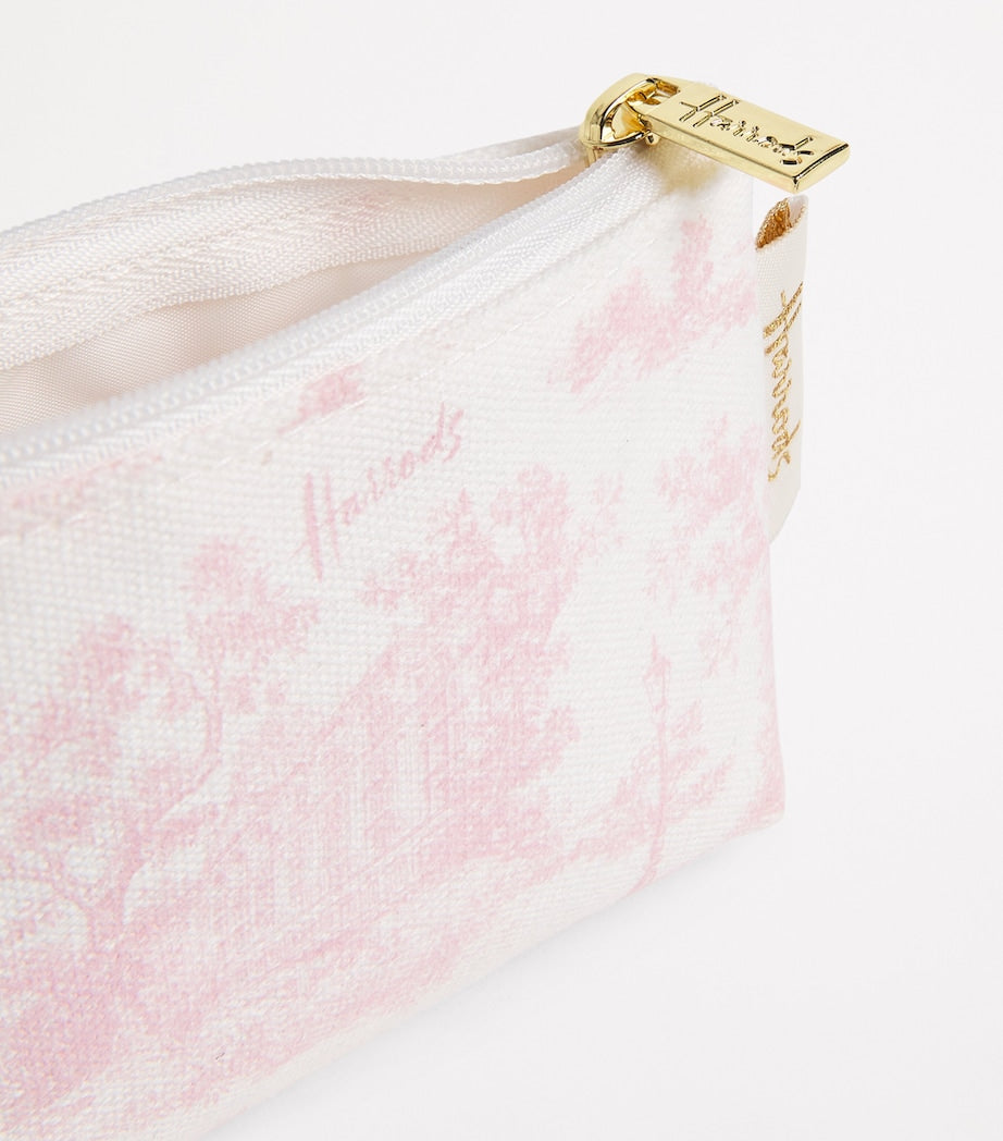 Pink Cotton Toile Keyring Coin Purse