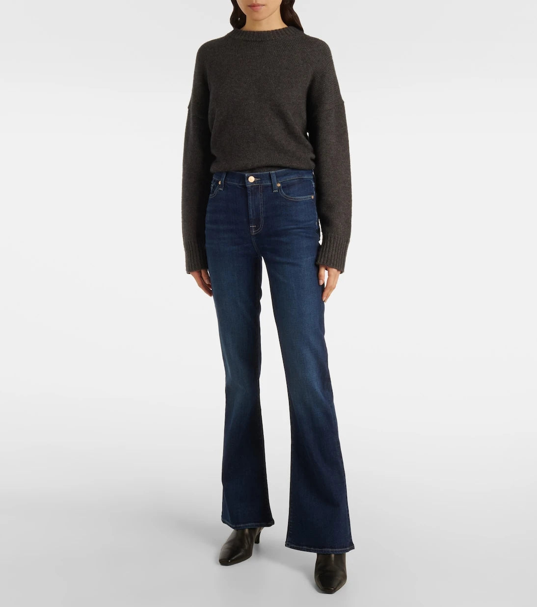 7 For All Mankind - بنطال جينز Ali بقصة flare وخصر مرتفع