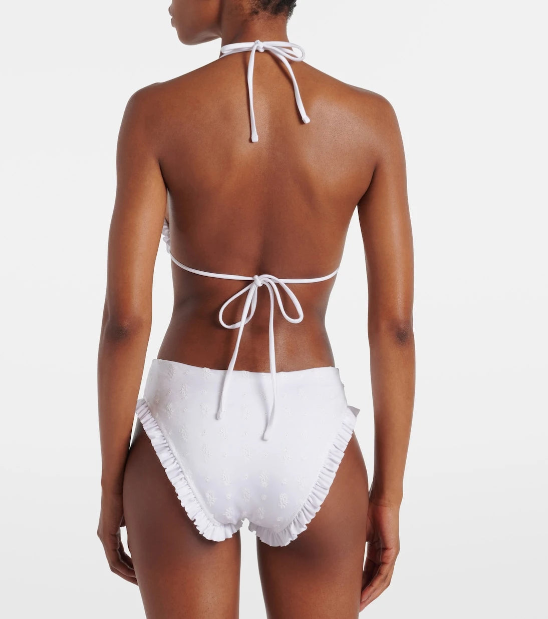 Chloé - Broderie anglaise ruffled bikini top