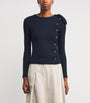 Claudie Pierlot Blue Stretch Cotton Asymmetric Cardigan