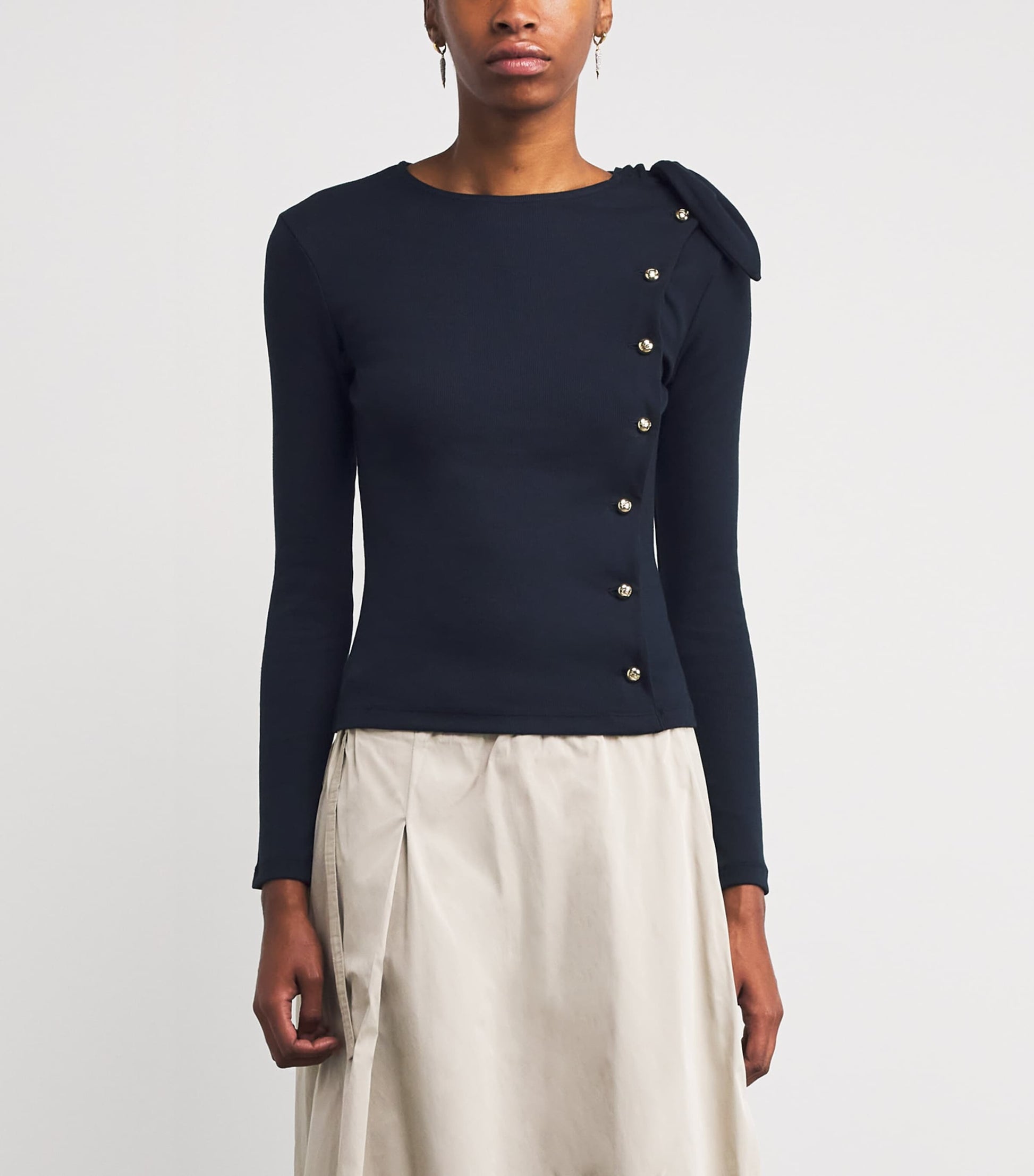 Claudie Pierlot Blue Stretch Cotton Asymmetric Cardigan