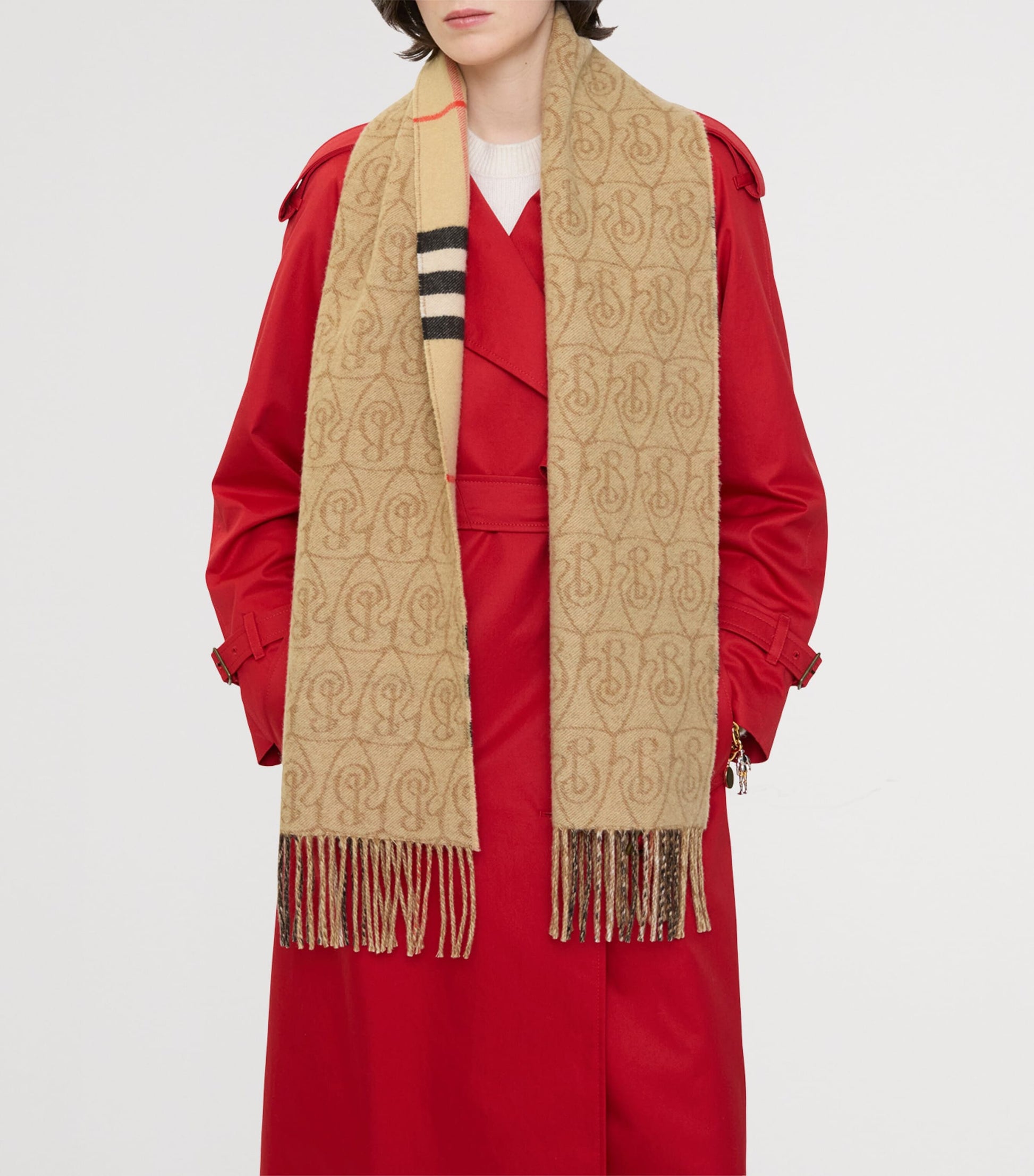 Cashmere Reversible B Shield Scarf