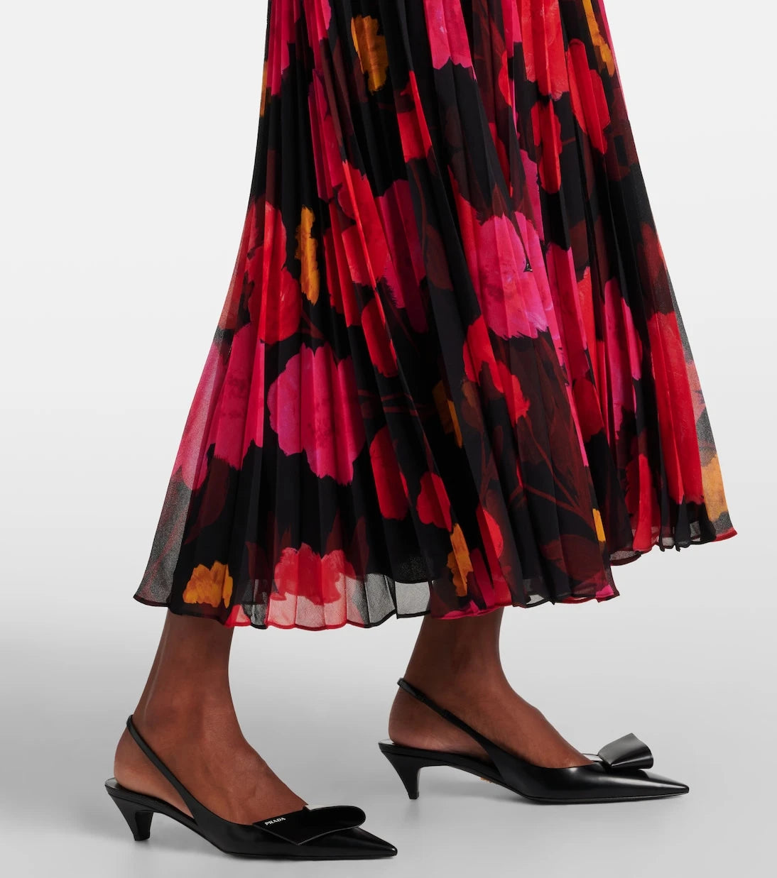 Erdem - Pleated floral midi skirt