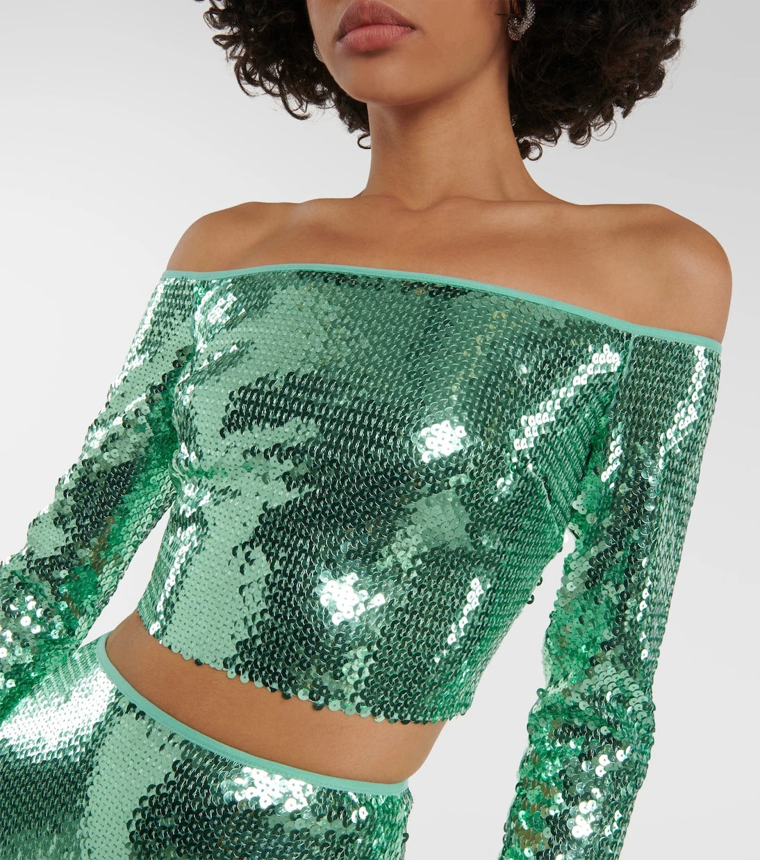 David Koma - Sequined off-shoulder crop top