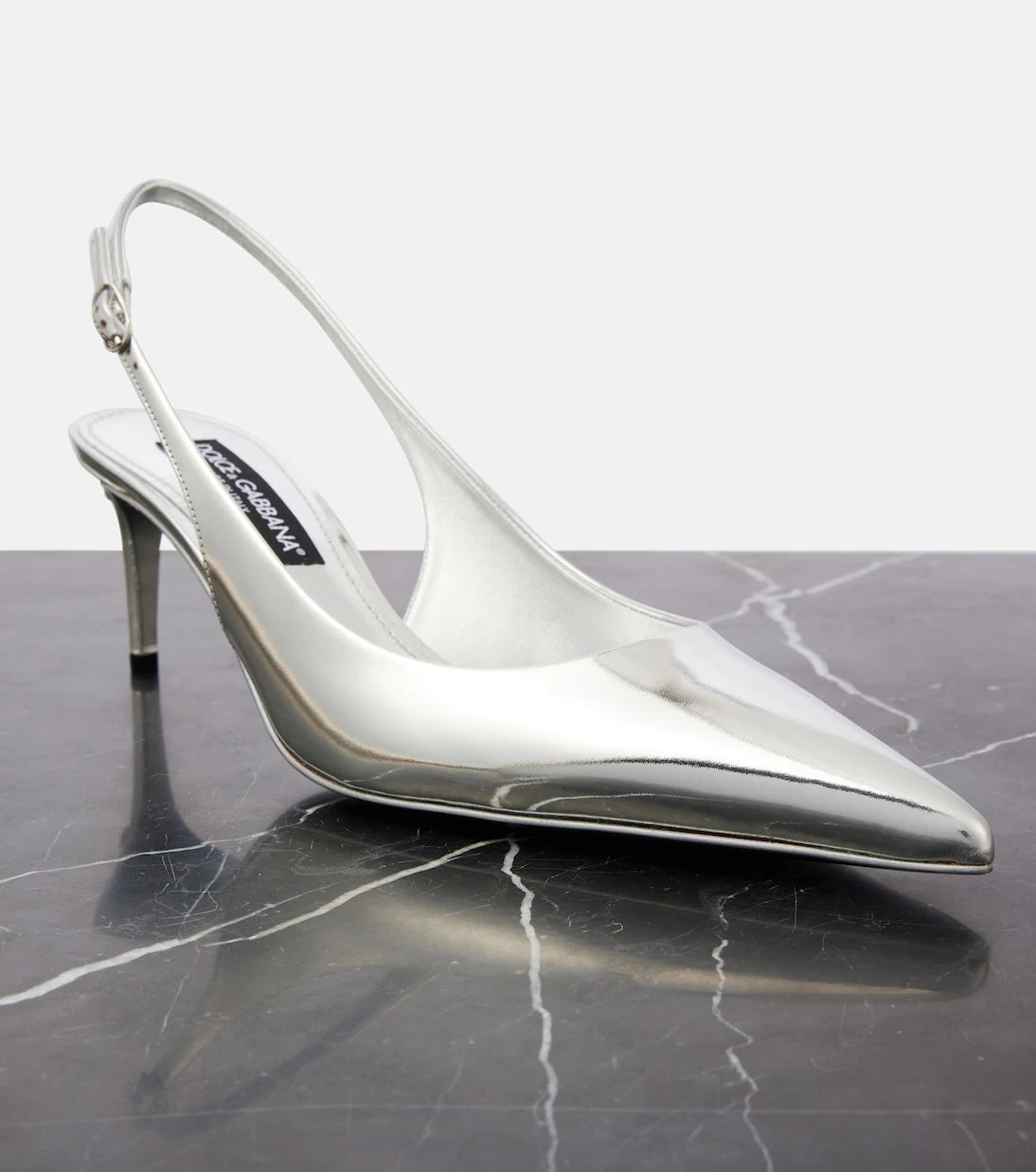 Dolce&Gabbana - Metallic leather slingback pumps