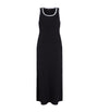 Maje Black Stretch-Cotton Ribbed Maxi Dress