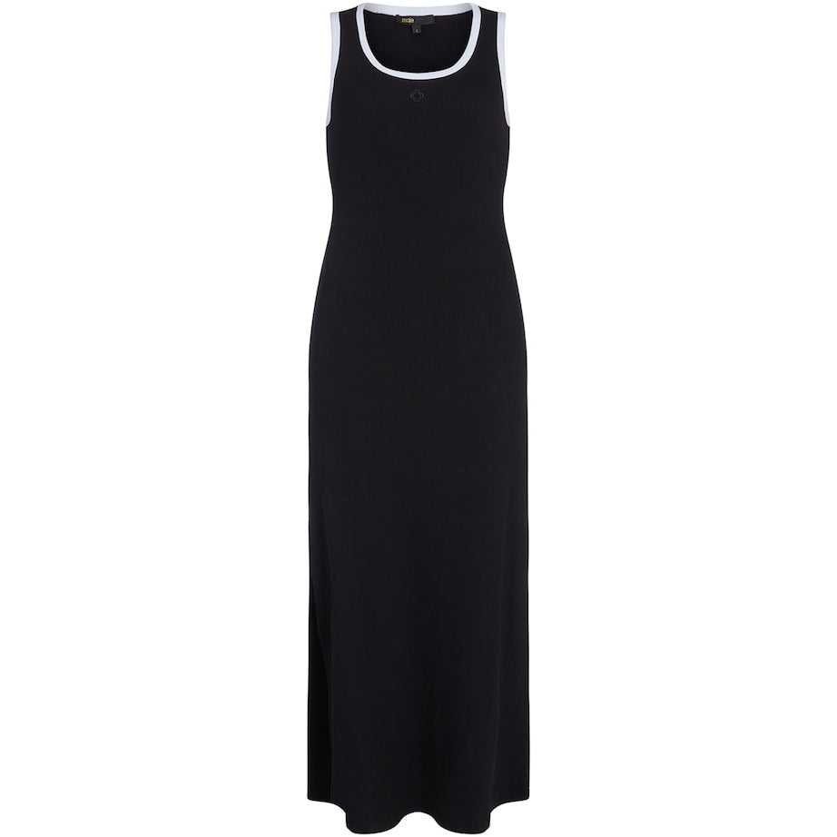 Maje Black Stretch-Cotton Ribbed Maxi Dress