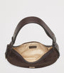Aspinal Of London Brown Small Suede Hudson Crescent Shoulder Bag