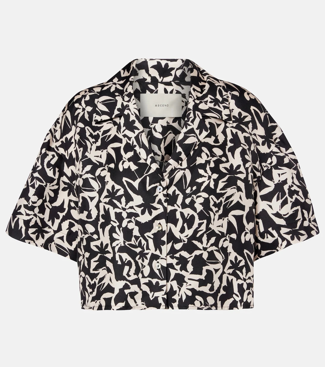 Asceno - Lincoln printed cropped silk twill shirt