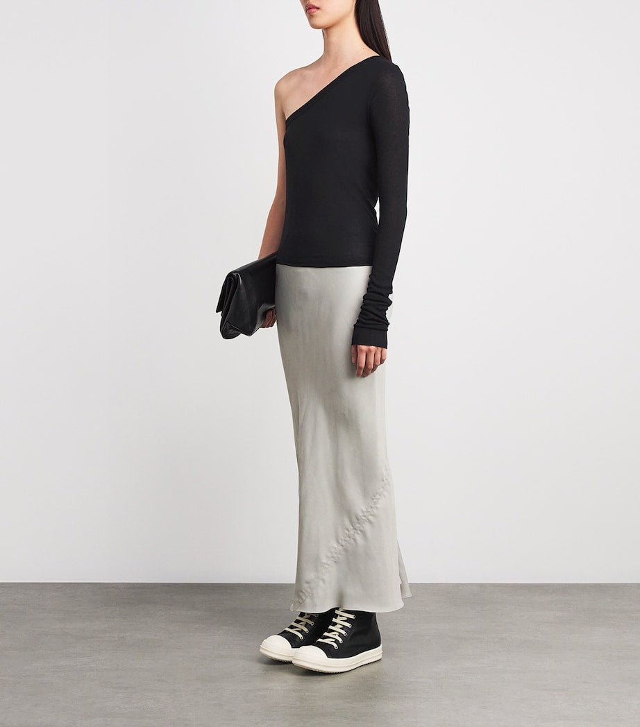 Rick Owens Black One-Shoulder Ziggy Crop Top