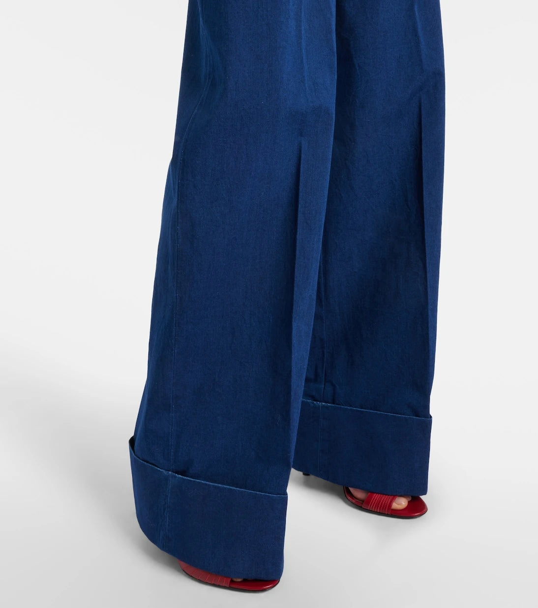 Valentino - High-rise pleated wide-leg jeans