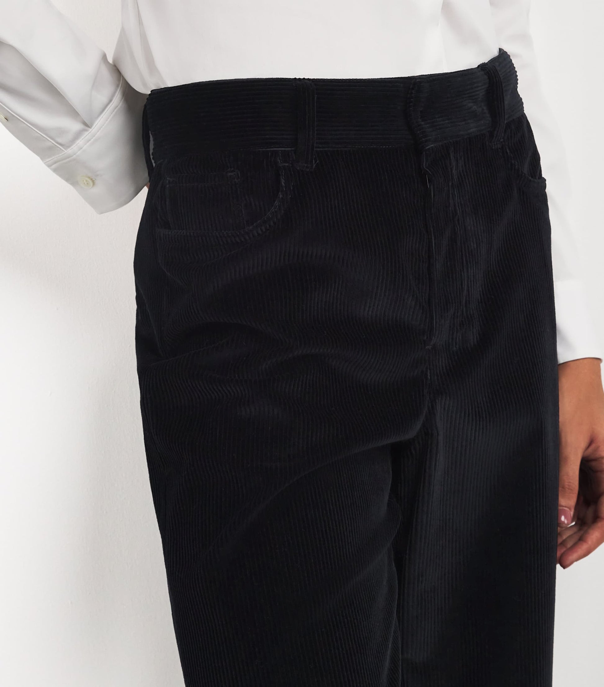 Black Cotton Corduroy Trousers