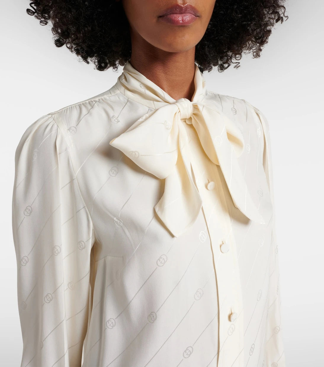 Gucci - Interlocking G silk crêpe satin blouse