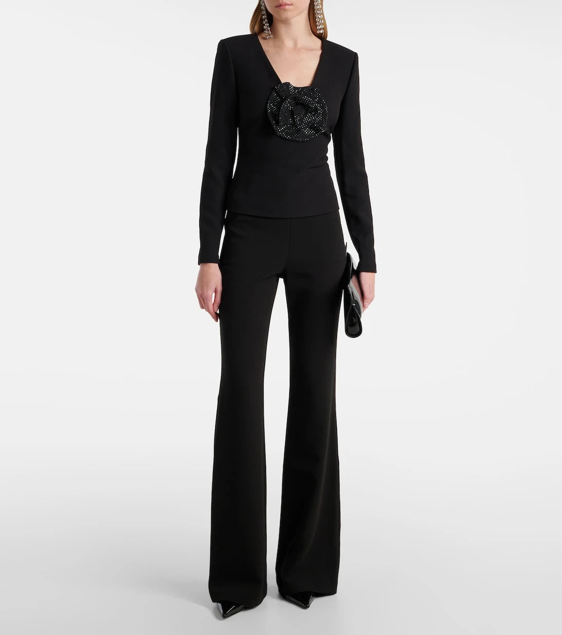 Roland Mouret - Floral-appliqué embellished crêpe top