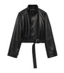 LOEWE Black Lambskin Cropped Trench Coat