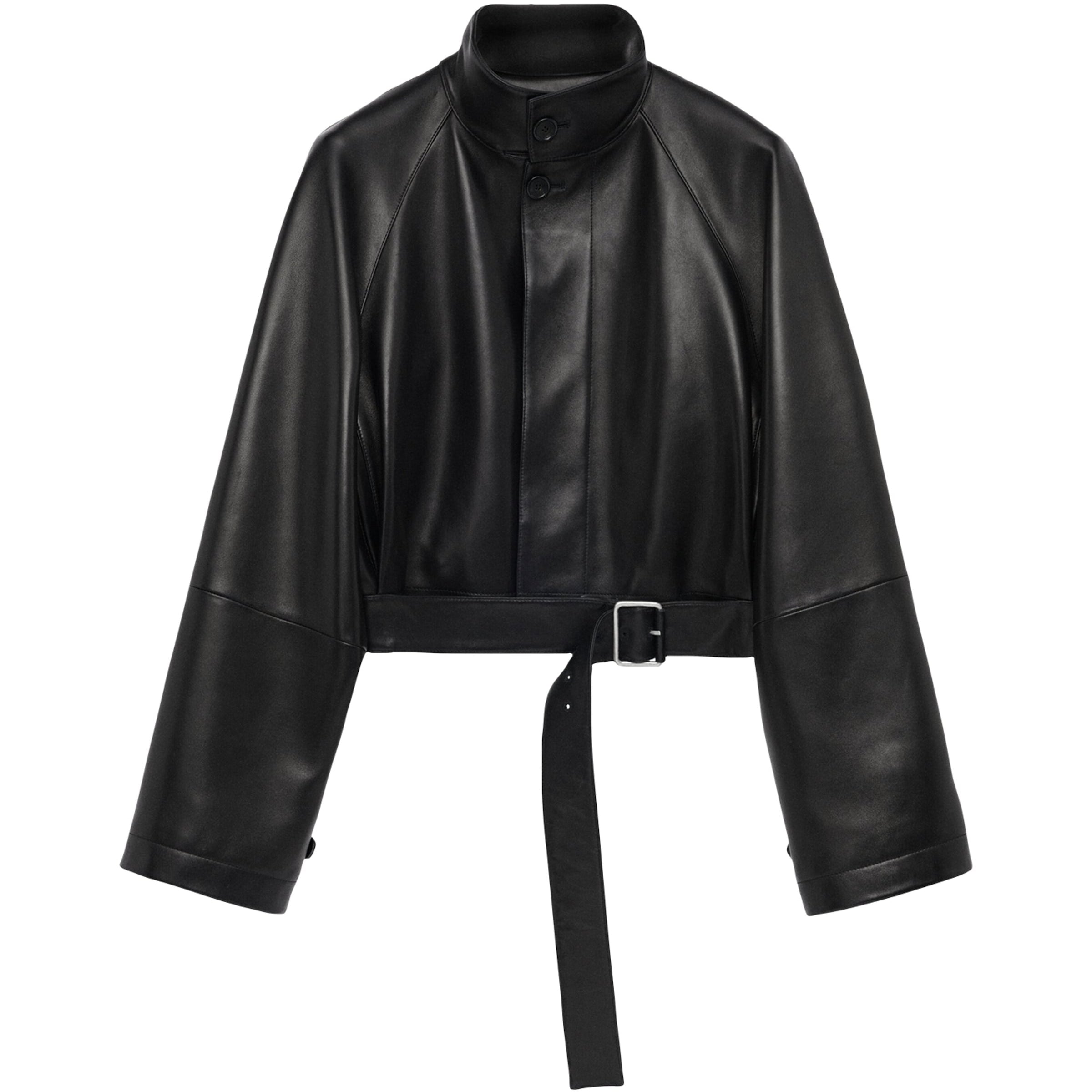 LOEWE Black Lambskin Cropped Trench Coat