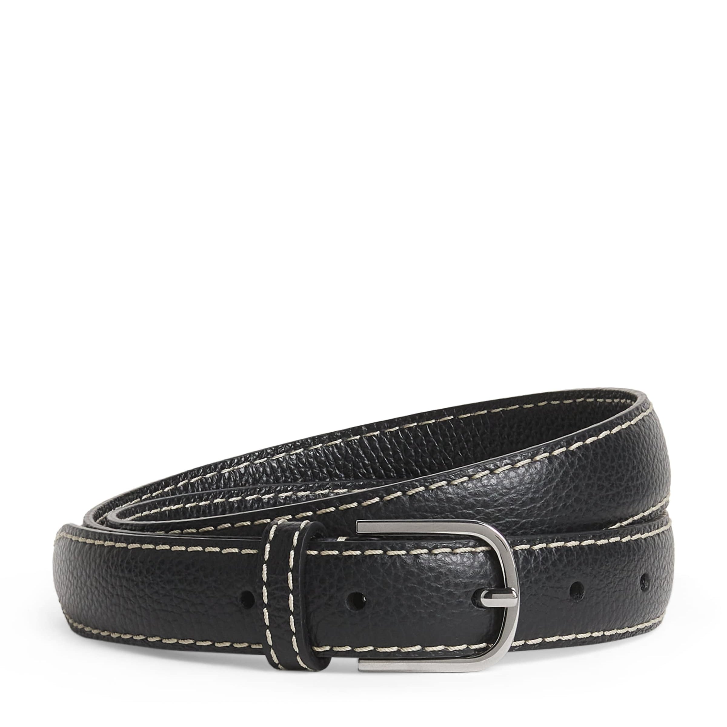 Toteme Black Leather Topstitched Belt