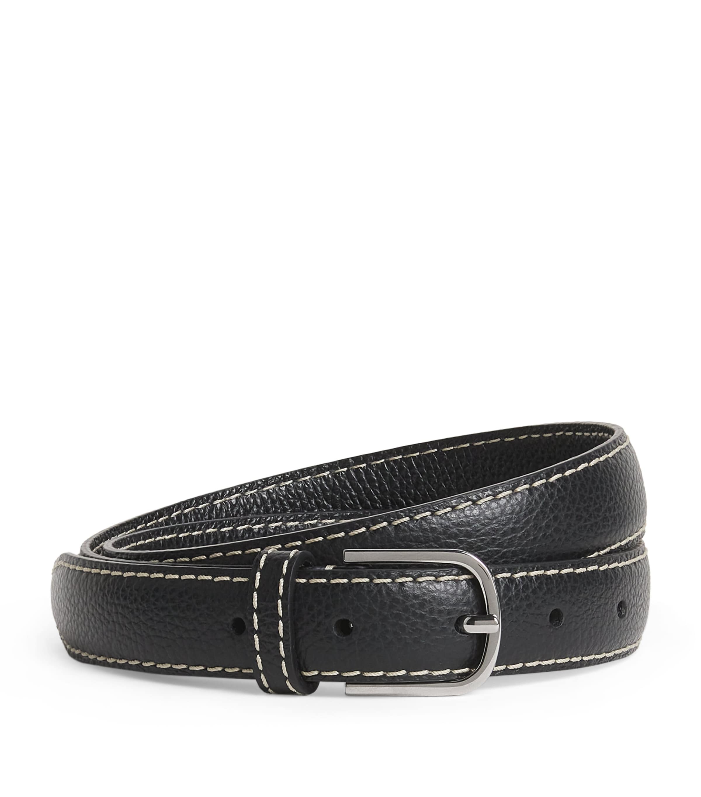 Toteme Black Leather Topstitched Belt