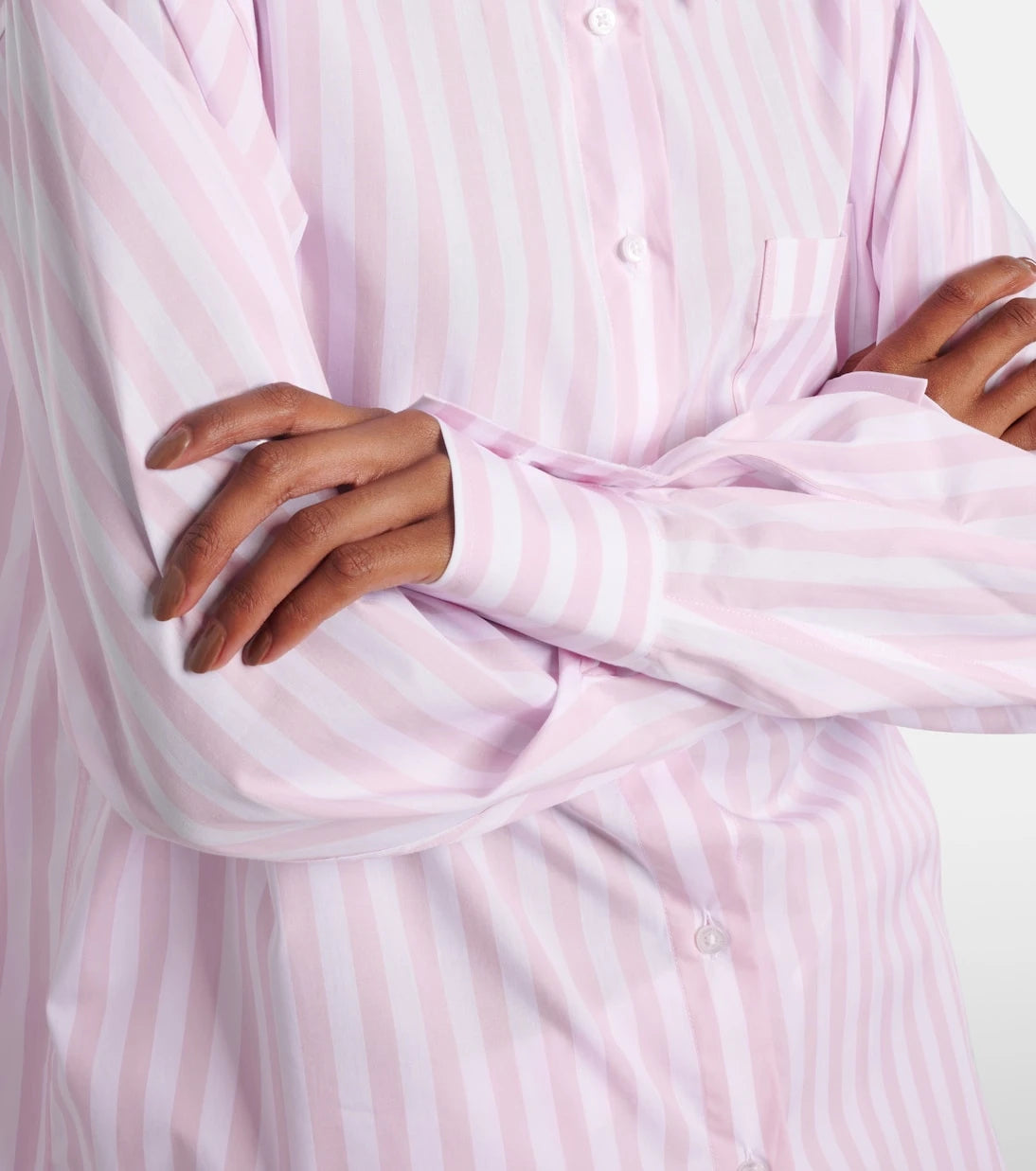 Hunza G - Embroidered striped oversized cotton poplin shirt