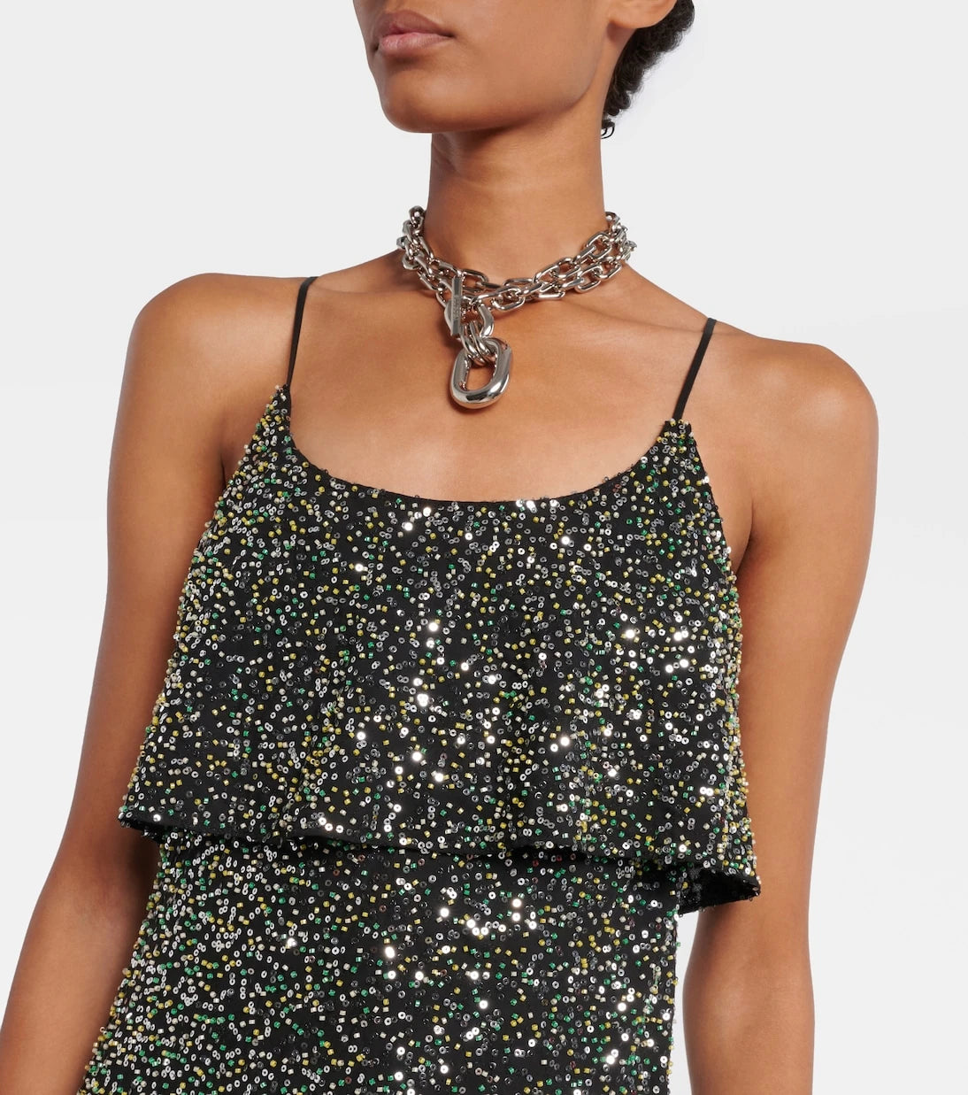 Rabanne - Embellished crêpe slip dress