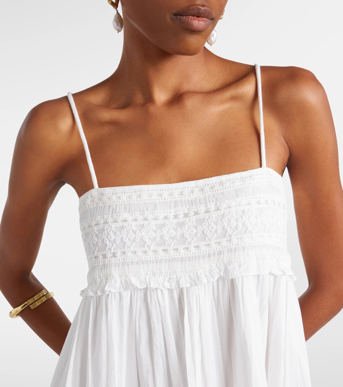 Posse - Danielle lace-trimmed cotton midi dress