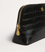 Small Croc-Embossed Leather Cosmetics Bag