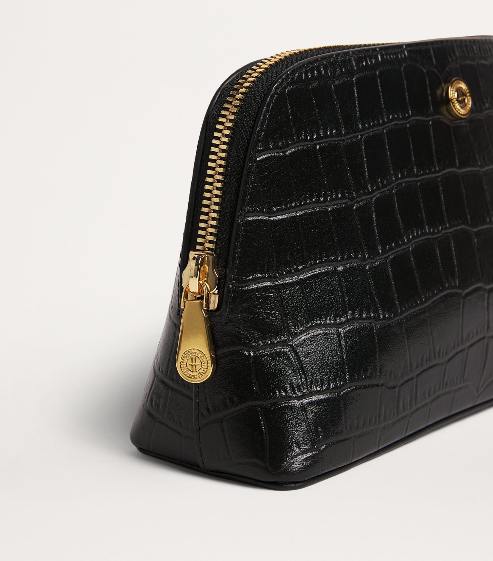 Small Croc-Embossed Leather Cosmetics Bag