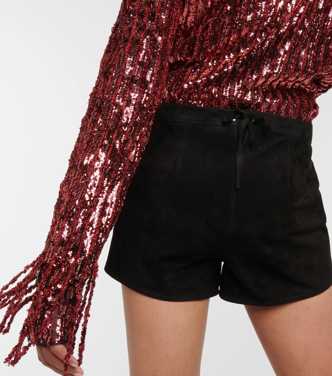 Dodo Bar Or - Belted low-rise suede shorts