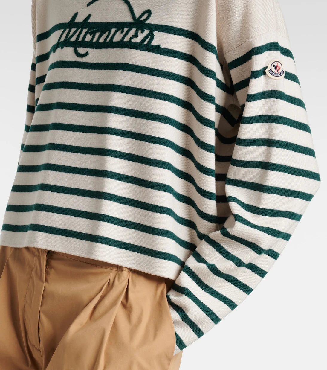 Moncler - Embroidered striped virgin wool sweater