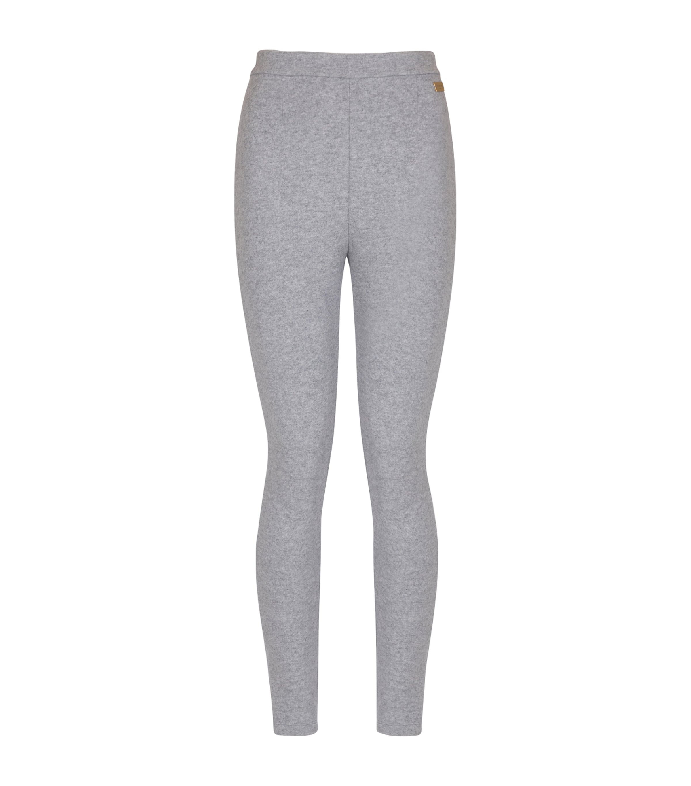 Grey Wool-Blend Knitted Leggings