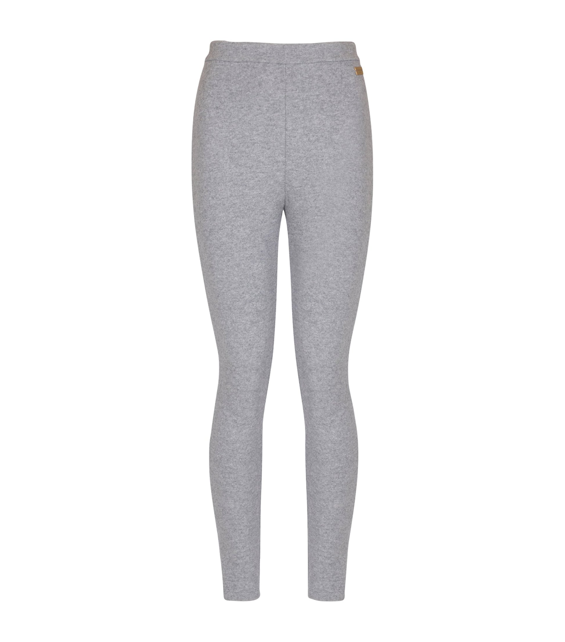 Grey Wool-Blend Knitted Leggings