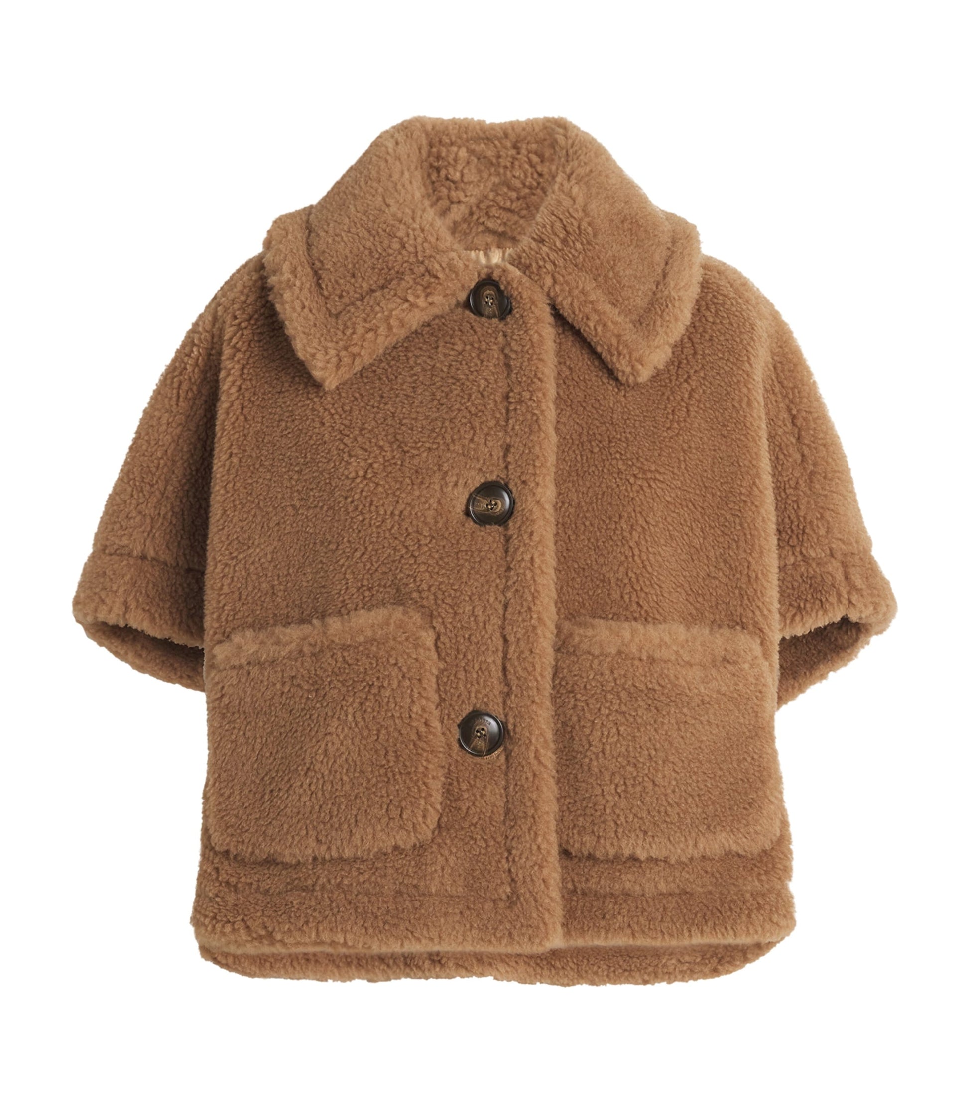 Max Mara Beige Wool-Silk Cape Coat